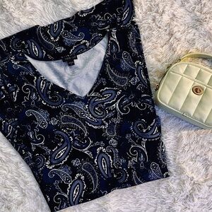 J. Jill Black and White Paisley Midi Dress